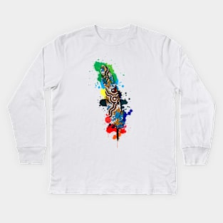 Aboriginal Art - Feather Wetlands 2 Kids Long Sleeve T-Shirt